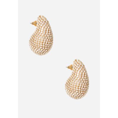 Plus Size Women's Large Bedazzled Teardrop Earring by ELOQUII in Gold (Size NO SIZE)