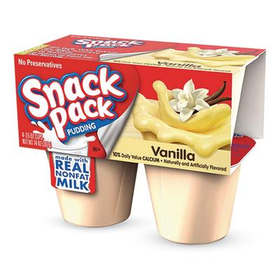 Snack Pack® HUN55419 Pudding Cups, Vanilla, 3.5 oz Cup, 48/Carton - Case of 48