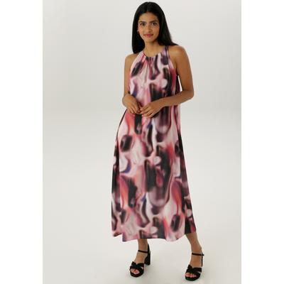 Sommerkleid ANISTON SELECTED, Damen, Gr. 40, N-Gr, bunt (beige, braun, rose, orange, taupe, altrosa, grün, schwarz), Cru00eape, Web, Obermaterial: 97% Polyester, 3% Elasthan, bedruckt, modisch, lässig geschnitten Midi, amerikanischer Ausschnitt,... Image