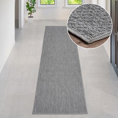 Läufer MY HOME "Rhodos" Gr. 11, grau (hellgrau), B:67cm H:3mm L:230cm, Kunstfaser, Teppiche, Outdoor geeignet, Sisal-Optik, Wetterfest & UV-beständig, Wendeteppich Image