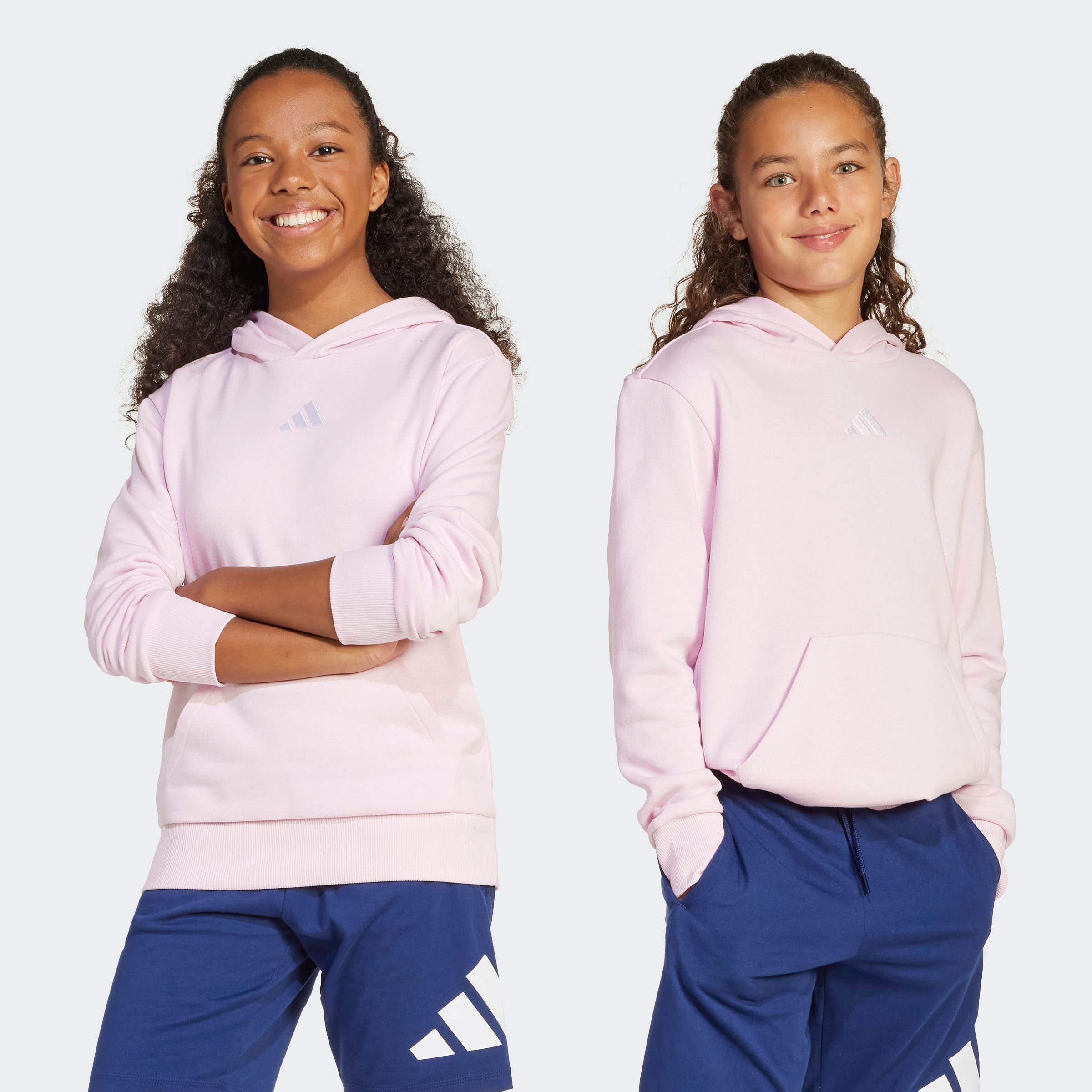 Kapuzensweatshirt ADIDAS SPORTSWEAR "J SL FL HD 225", Kinder, Gr. 152, pink (clear pink, weiß), Obermaterial: 71% Baumwolle, 29% Polyester, Sweatshirts Image