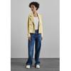 Lederimitatjacke STREET ONE, Damen, Gr. 42, gelb (mellow gelb), Stoff, 95% Polyester, 5% Elasthan, unifarben, casual, normal normal, V-Ausschnitt, Langarm Bündchen, Jacken, mit Reverskragen