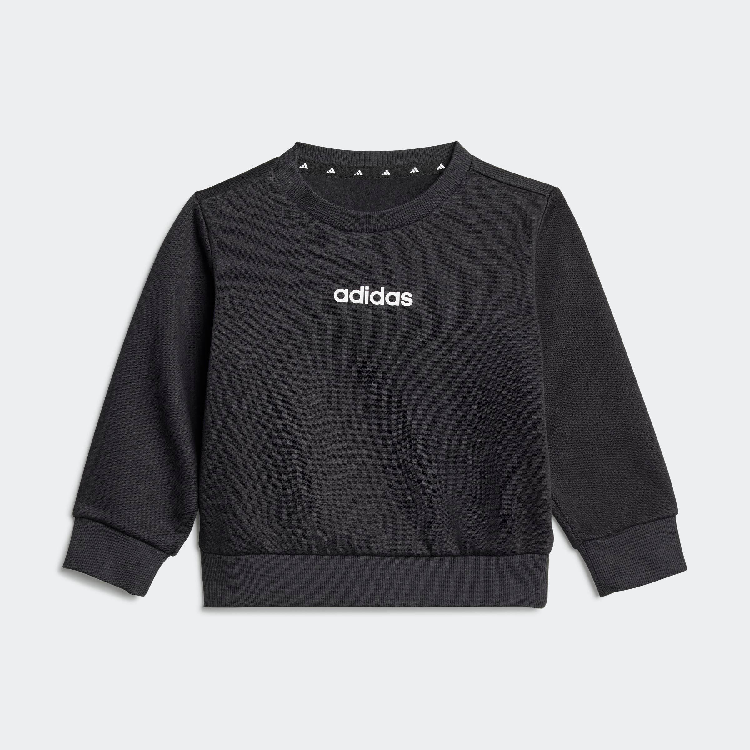 Trainingsanzug ADIDAS SPORTSWEAR "I LIN FL JOG", Kinder, Gr. 86, schwarz-weiß (schwarz, weiß), Obermaterial: 70% Baumwolle, 30% Polyester, Sportanzüge Image