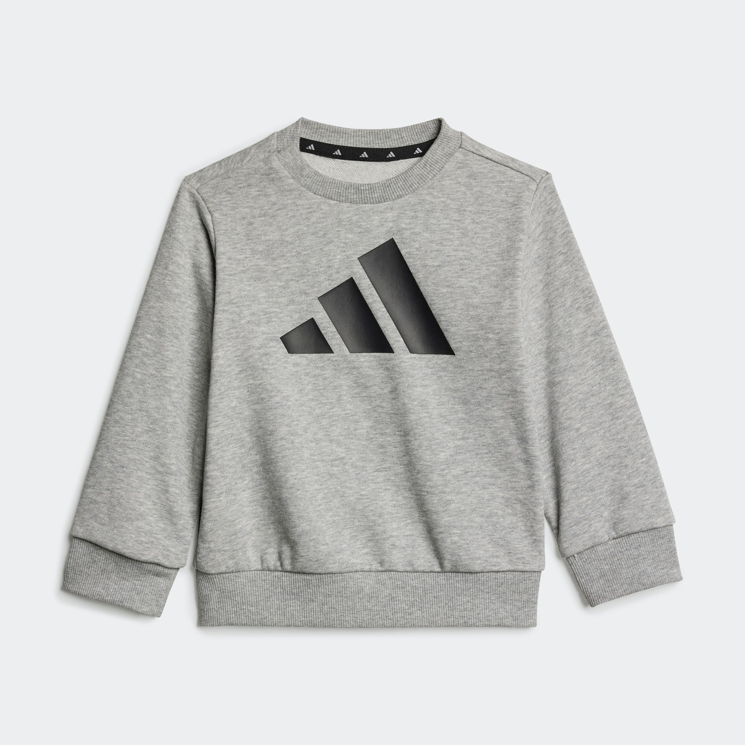 Trainingsanzug ADIDAS SPORTSWEAR "I BL FT JOG 240", Kinder, Gr. 104, grau (medium grau heather, schwarz), Obermaterial: 70% Baumwolle, 30% Polyester, sportlich, Sportanzüge Image