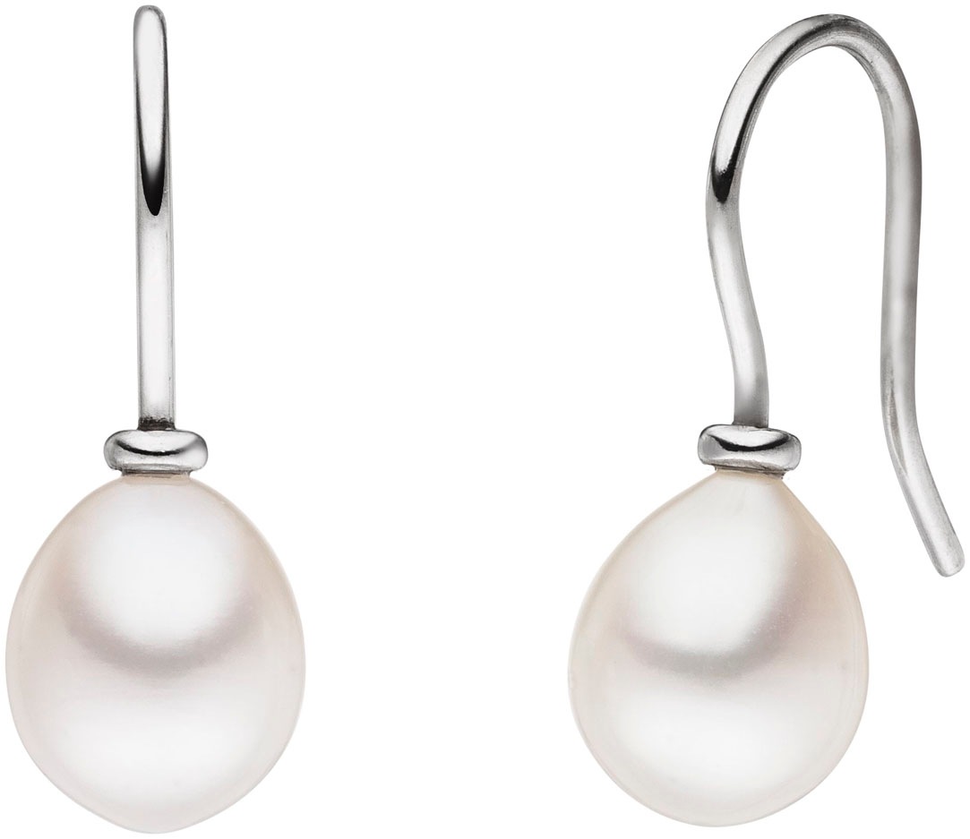 Paar Ohrhaken ADRIANA "Schmuck Geschenk Silber 925 Ohrringe La Maddalena" Gr. 8, bunt (silberfarben, weiß), Ohrringe, Damen, 8, Perlen Silber 925 (Sterlingsilber), Perlen, Silber 925 (Sterlingsilber), Made in Germany - mit Süßwasserzuchtperle