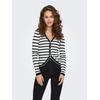Strickjacke ONLY "ONLMEDDI LS V-NECK CARDIGAN CC KNT", Damen, Gr. XL (42), schwarz-weiß (cloud dancer stripes:schwarz), Strick, Obermaterial: 70% Viskose, 30% Nylon, gestreift, modisch, regular fit normal, V-Ausschnitt, Langarm, Strickjacken