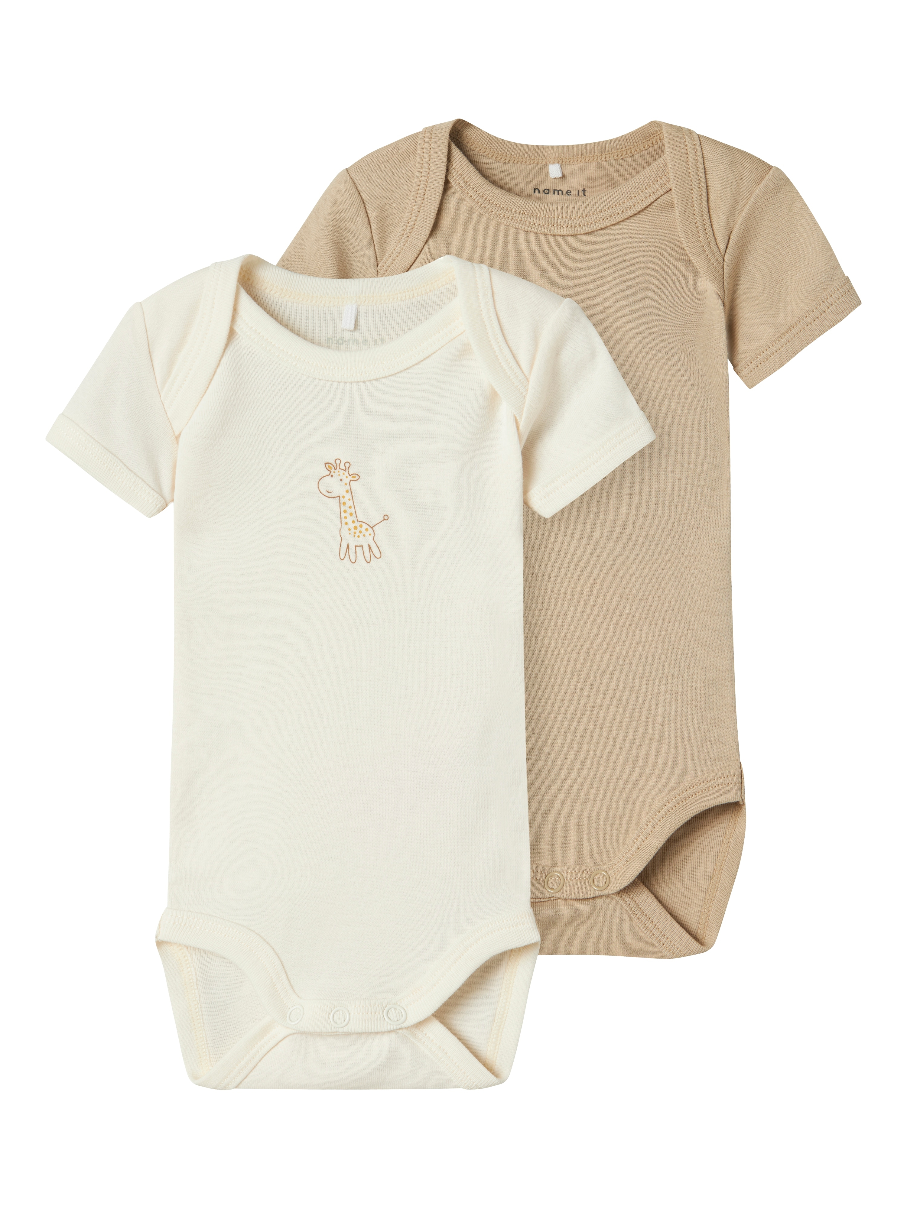 Body NAME IT "NBNBODY 3P SS JET STREAM GIRAFFE NOOS", Baby, Gr. 68, N-Gr, grün (jet stream), Sweatware, Obermaterial: 100% Baumwolle, bedruckt, regular fit, Rundhals, Bodys Image