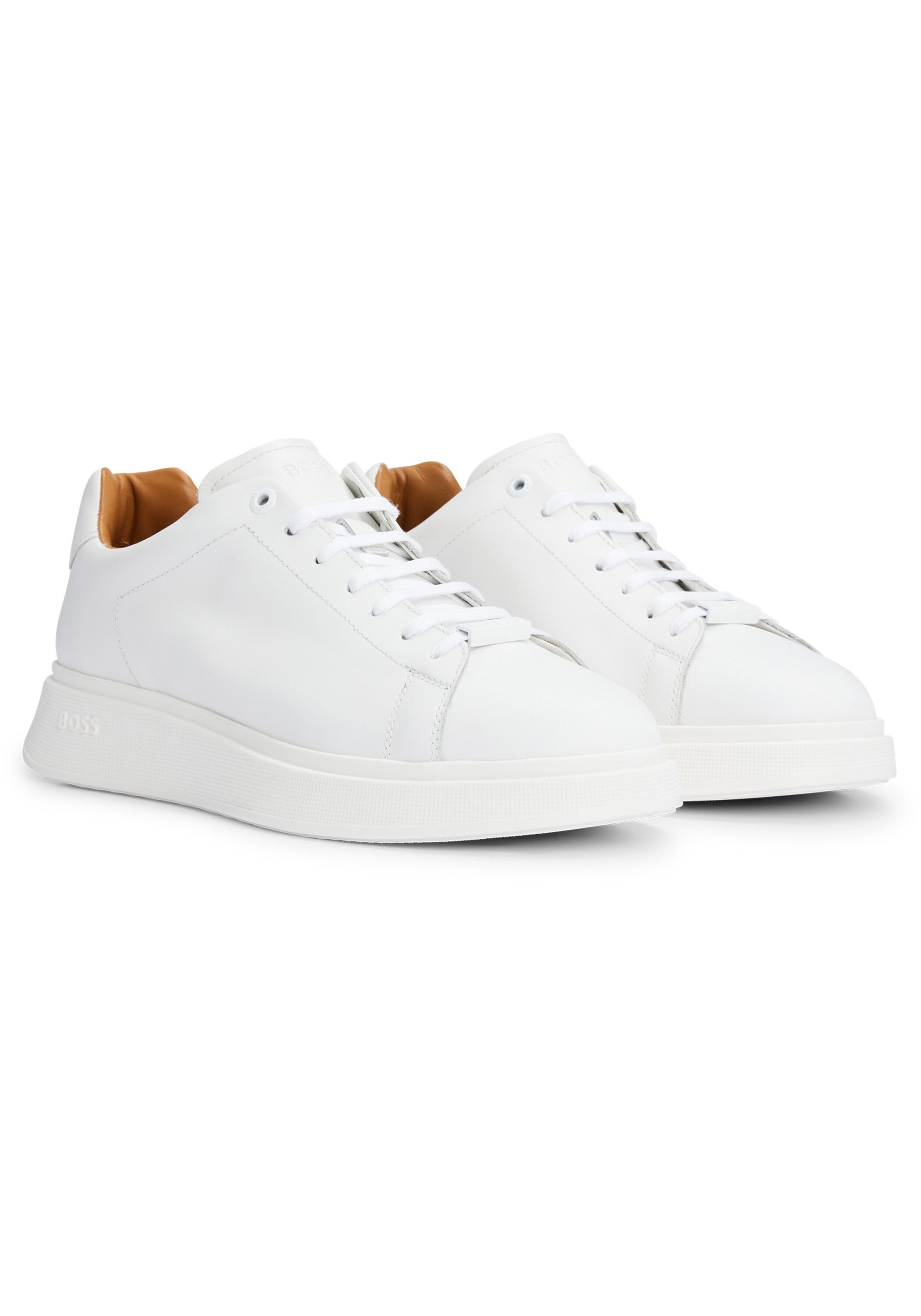 Sneaker BOSS "Sneaker Bulton_Runn_lt_N", Herren, Gr. 45, weiß, Obermaterial: 100% Rindsleder Leather cow. Futter: 100% Polyester PES. 100% Gummi rubber., Schuhe Sneaker