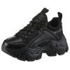 Sneaker BUFFALO "BINARY", Damen, Gr. 38, schwarz, Textil, Lederimitat, sportlich, Schuhe, in monochromer Optik, Freizeitschuh, Halbschuh, Schnürschuh