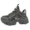 Plateausneaker BUFFALO "BINARY QUILT", Damen, Gr. 37, schwarz (schwarz, metallic), Lederimitat, modisch, Schuhe, Chunky-Schnürer, Freizeitsneaker, Halbschuh mit Metallic-Akzenten