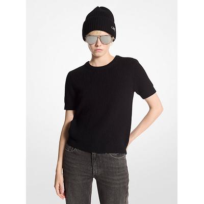 Michael Kors Wool Short-Sleeve Sweater Black M