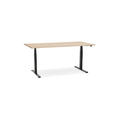 Computertisch elektrisch höhenverstellbar 65-133 cm | 160 x 80 cm | beige-schwarz | Schreibtisch Melaminholz | Kadima Design Image