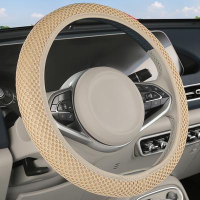 TEMU Elastic Steering Wheel Cover, For Car/car Interior, Comfortable Winter Summer Cool, Suitable For 38cm 15inch Car, Fiber Breathable Anti-slip Odorless Portable Car Interior Accessories Image