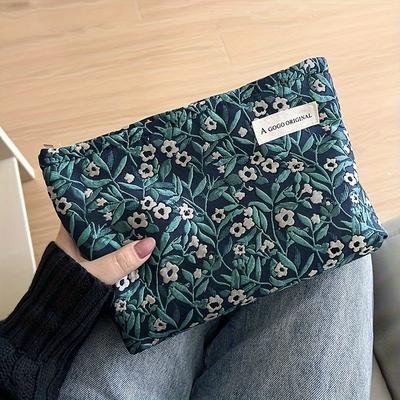 TEMU 1pc Floral Pattern Makeup Bag, Vintage Elegant Zipper Cosmetic Pouch, Toiletry Organizer For Women Men Image