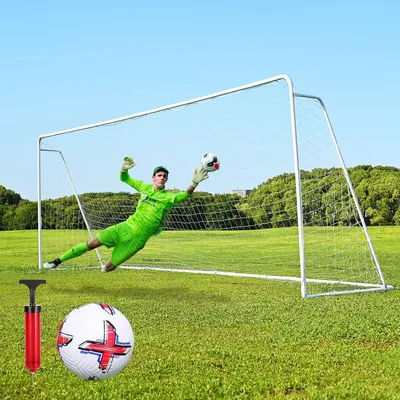 24 X 8/18 X 7/12 X 6 FT Soccer Goal for Backyard Steel Professional Portable Training Metal Soccer