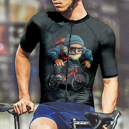 Herren Radtrikot Grafik Kurzarm Fahhrad T-Shirt Trikot mit 3 Gesäßtaschen Mountainbike MTB Schnelltrocknend Anatomisches Design Feuchtigkeitsableitend Atmungsaktiv Sport Dunkelgrau Schwarz Image