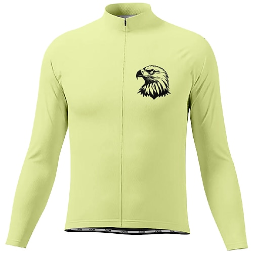 Herren Radtrikot Adler Langarm Fahhrad T-Shirt Trikot mit 3 Gesäßtaschen Mountainbike MTB Schnelltrocknend Anatomisches Design Feuchtigkeitsableitend Atmungsaktiv Sport Dunkelrosa Weiß Rosa Bekleidung Image