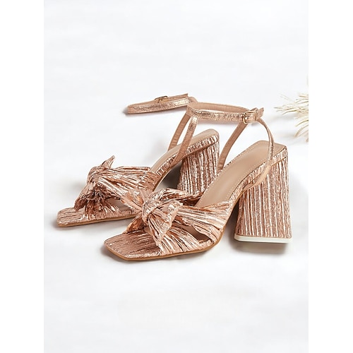 Sandalen mit strukturiertem Blockabsatz und Knöchelriemen – elegante Damenschuhe für Hochzeitsgäste, Partys und formelle Anlässe Image