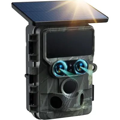 Camera Solar Powered - Dual Lens 60MP 4K 30FPS WiFi Bluetooth Game Camera with Starlight Night