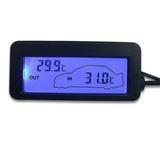 Tekuisi Universal 12V Car Digital LCD Display Thermometer Auto Mini LCD Inside Outside Temperature Thermometer T18 W/ Socket 1.5m Cable