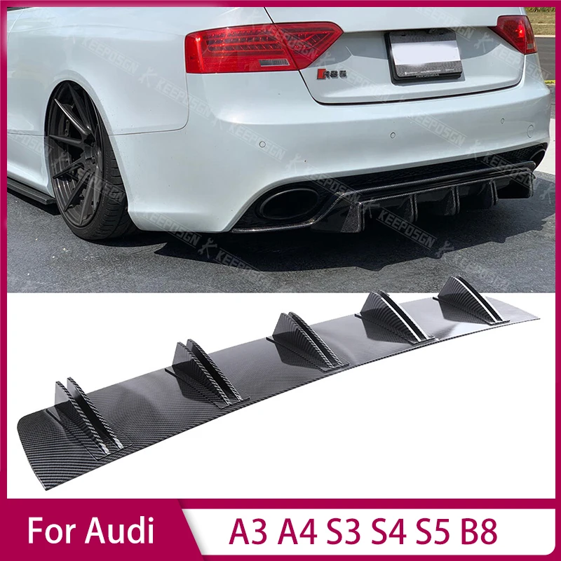 Per Audi A3 A4 S3 S4 S5 B8 diffusore posteriore in carbonio 10-Fin paraurti Splitter Spoiler design universale della lama del labbro posteriore