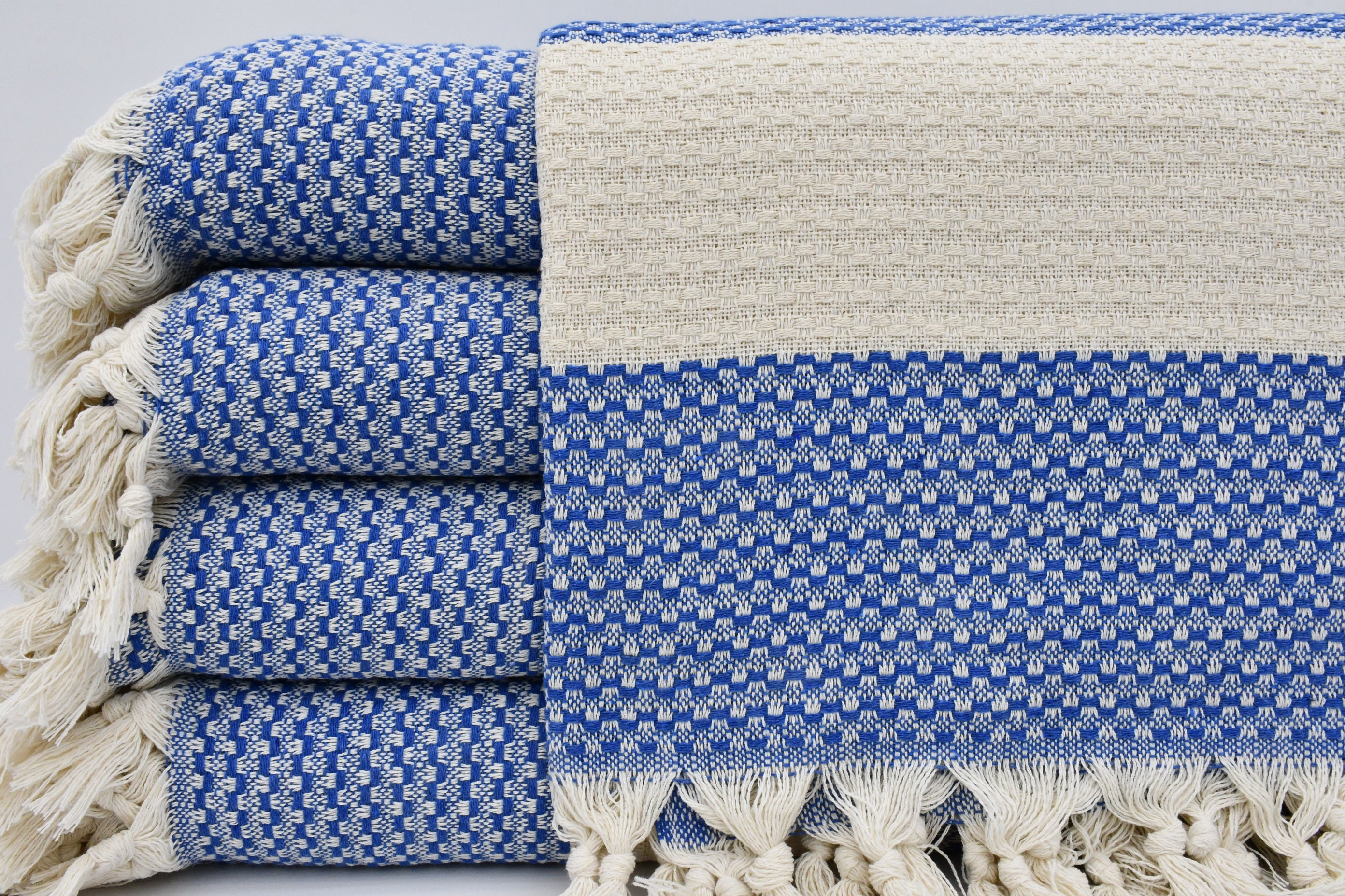 "Coperta fatta a mano, coperta di qualità, coperta blu, coperta turca, 79\"x87\", copriletto turco, plaid turco, coperta da picnic, coperta spessa, B3-Ha"