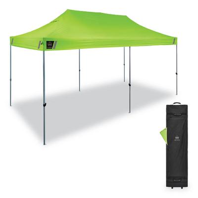 ergodyne(R) Shax 6015 Heavy-Duty Pop-Up Tent, Single Skin, 10 ft x 20 ft, Polyester/Steel, Lime, Ships in 1-3 Business Days (EGO12915) Each Tarps and