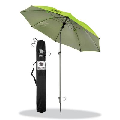ergodyne Shax 6100 Lightweight Work Umbrella, 90" Span, 92.4" Long, Lime Canopy, Ships in 1-3 Business Days (EGO12967) Each ergodyne® Tarps and Tents