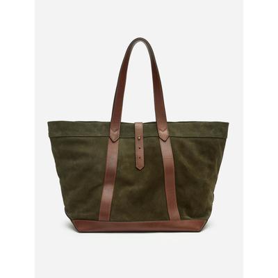 J.McLaughlin Men's Sheldon Suede Tote Dark Olive | Cotton/Leather/Suede