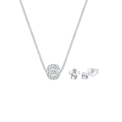 Elli - Collier Kugel Kristalle 925 Silber Schmuck-Set 1 ct Damen