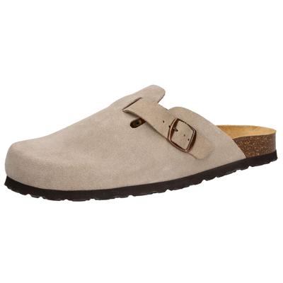 Hausschuh LICO "Clog Pedro", Gr. 36, grau, Leder, Schuhe