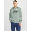 Kapuzensweatshirt JACK & JONES "JJELOGO SWEAT HOOD 2 COL 24/25 NOOS", Herren, Gr. XXL, grün (iceberg grün detail:melange), angeraute Sweatware, Obermaterial: 70% Baumwolle, 30% Polyester, meliert, bedruckt, modisch, regular fit taillenbedeckt, ohne...
