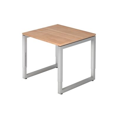 Hammerbacher Schreibtisch O-Fuß eckig 80x80cm Nussbaum/Silber Image