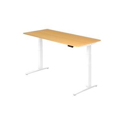 Hammerbacher Sitz-Steh-Schreibtisch elektrisch 180x80cm Buche/Weiß