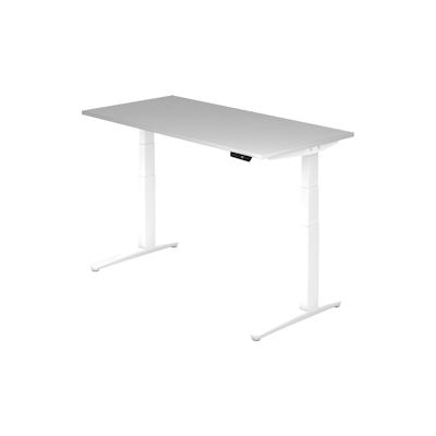 Hammerbacher Sitz-Steh-Schreibtisch elektrisch 160x80cm Grau/Weiß