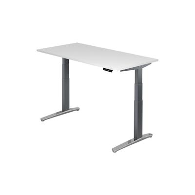 Hammerbacher Sitz-Steh-Schreibtisch elektrisch 160x80cm Weiß/Graphit-alu Image