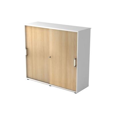 Hammerbacher Schiebetürenschrank Serie 9 3OH BxTxH 120x40x110cm Griff CE Weiß/Eiche