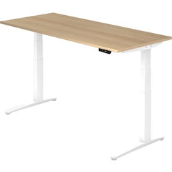 Hammerbacher Sitz-Steh-Schreibtisch elektrisch 180x80cm Eiche/Weiß Image