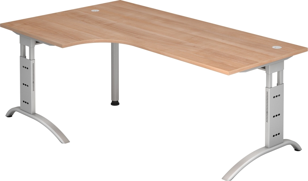Hammerbacher Schreibtisch 200x120cm höhenverstellbar bis 85cm 90 Grad Nussbaum Image