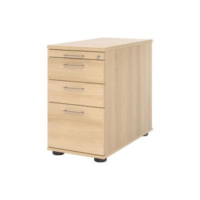 Hammerbacher Standcontainer 80cm 2 Schub 1 Hängeregistratur Schloss Bügelgriff Eiche Image