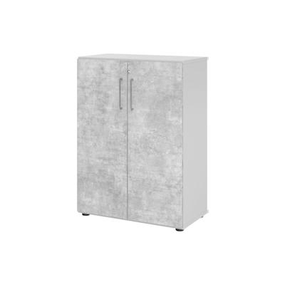 Hammerbacher Schrank Serie 9 3OH BxTxH 80x42x110cm Griff BS Grau/Beton Image