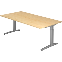 Hammerbacher Schreibtisch C-Fuß 200x100cm Ahorn/Silber Image