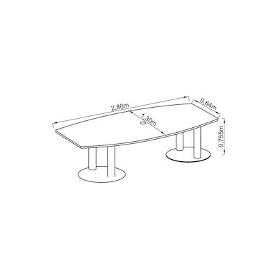 Hammerbacher Konferenztisch mit Säulenfüßen 280x130/78cm weiß Image