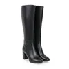 Damenstiefel mit Blockabsatz, modische Vielseitigkeit mit hohem Absatz, warme und bequeme Stiefel, hohe Damenschuhe