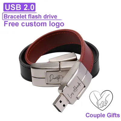 JASTER Fashion Armband USB-Flash-Laufwerk 128 GB Leder Memory Stick 64 GB Kostenloses individuelles Image