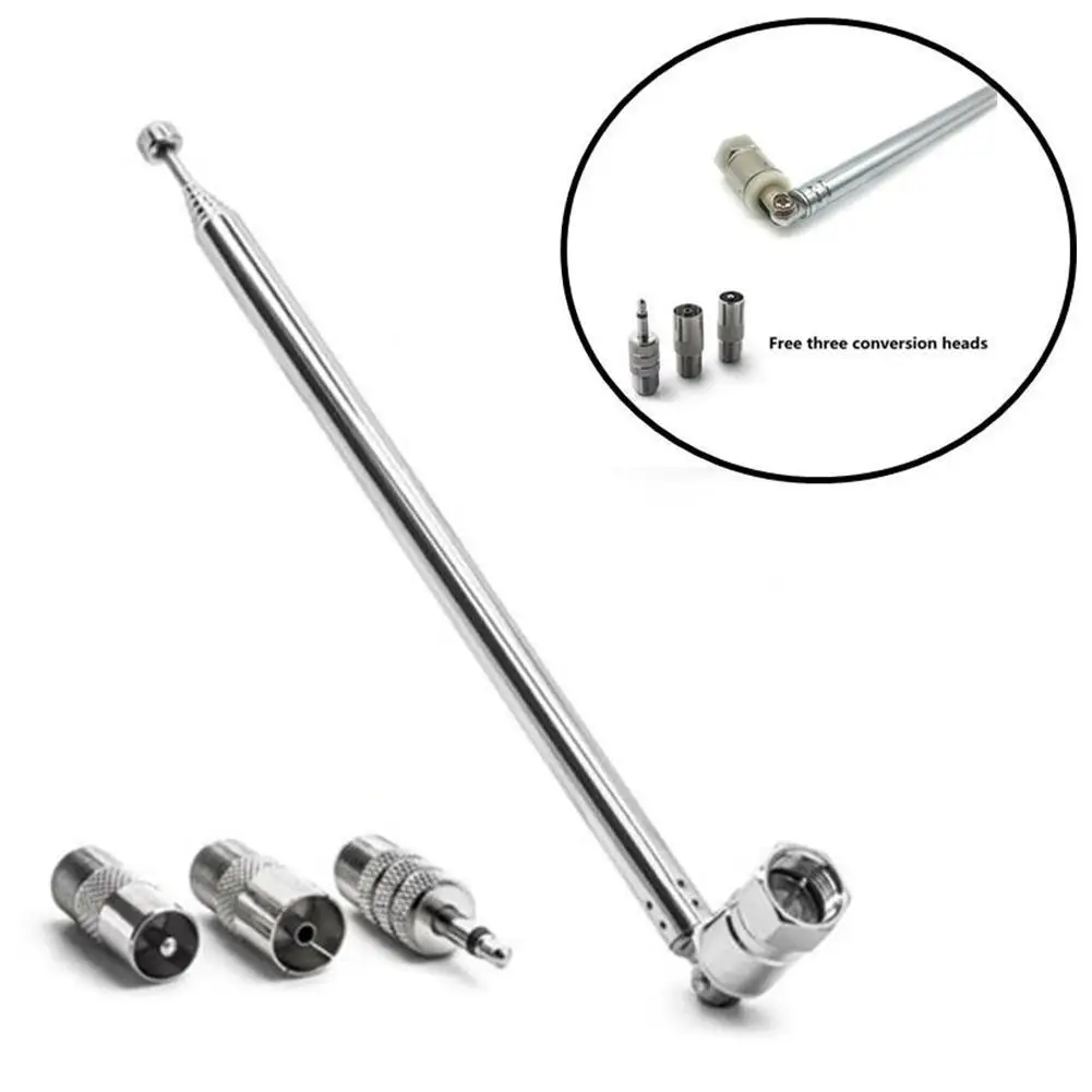 FM-Radio-Antenne, 1 Set, FM-Teleskopantenne, 75 Ohm, F-Typ, Stecker, Adapter, Tisch-Radio, HiFi-Stereo-Empfänger Image