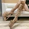 Sexy Leopard Overknee Stiefel Weibliche Plattform Ultra 19 cm High Heels Stripper Boot Frauen Nachtclub Fetisch Party Schuhe Größe 50