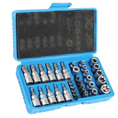 Auto Reparatur Hand Werkzeuge 34 Teile/satz Professionelle Torx Stern Buchse Hexagon Wrench Set Chrom Vanadium stahl Druck Charge Hülse Set