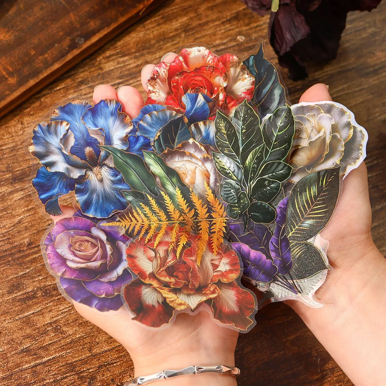 15 stücke Vintage Ins Blumen Pflanze Aufkleber Pack Kreativität Hand Konto Scrap booking Material Planer Handwerk Lieferungen Image