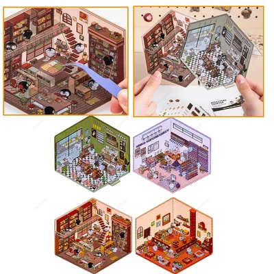 Lustige Aufkleber 3D Diy Niedliche Cartoon Tasche Diy Szene Landschaftsbau Dekor Aufkleber Stapeln Image